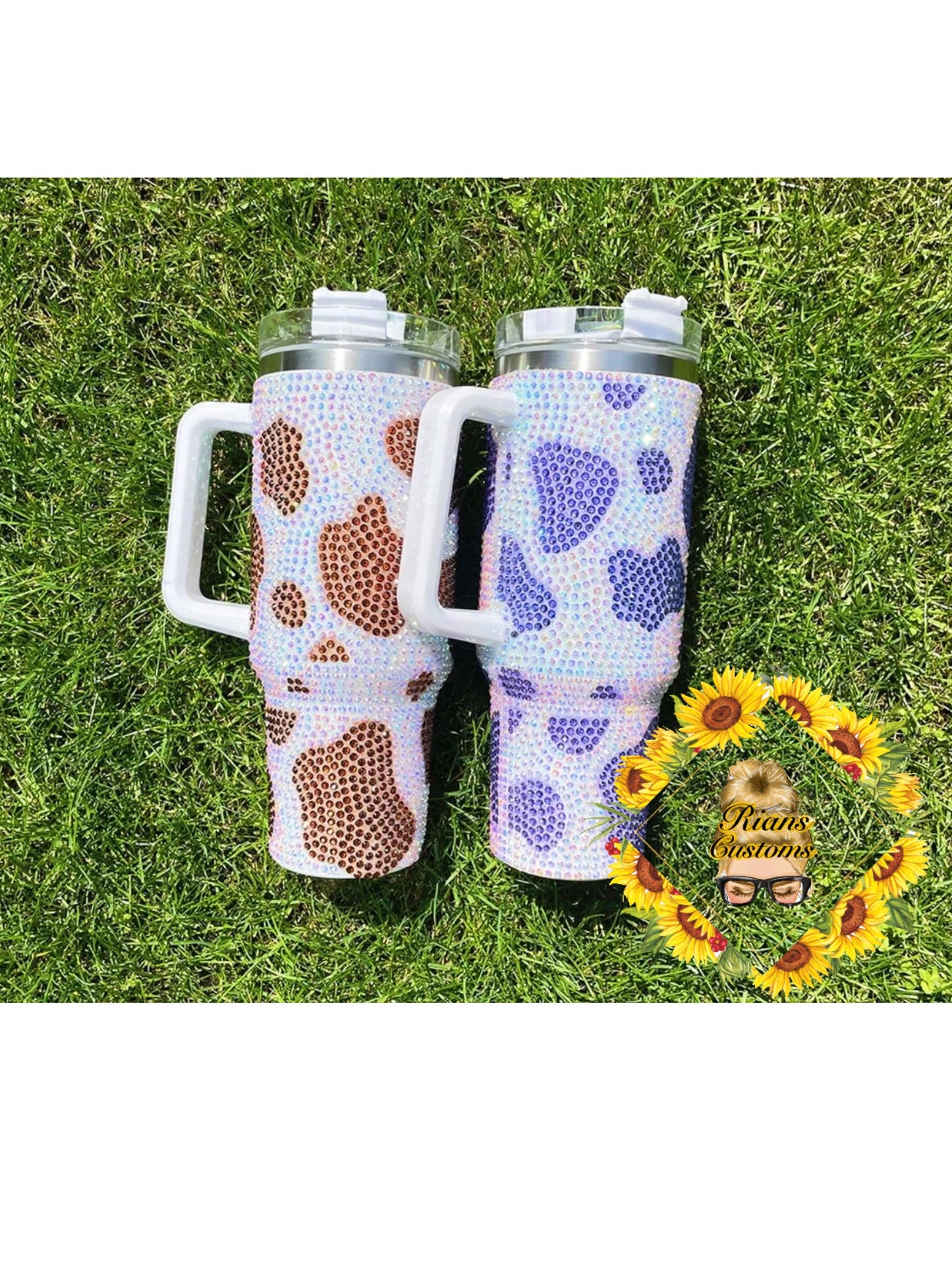 40oz Cow Print Rhinestone Tumbler