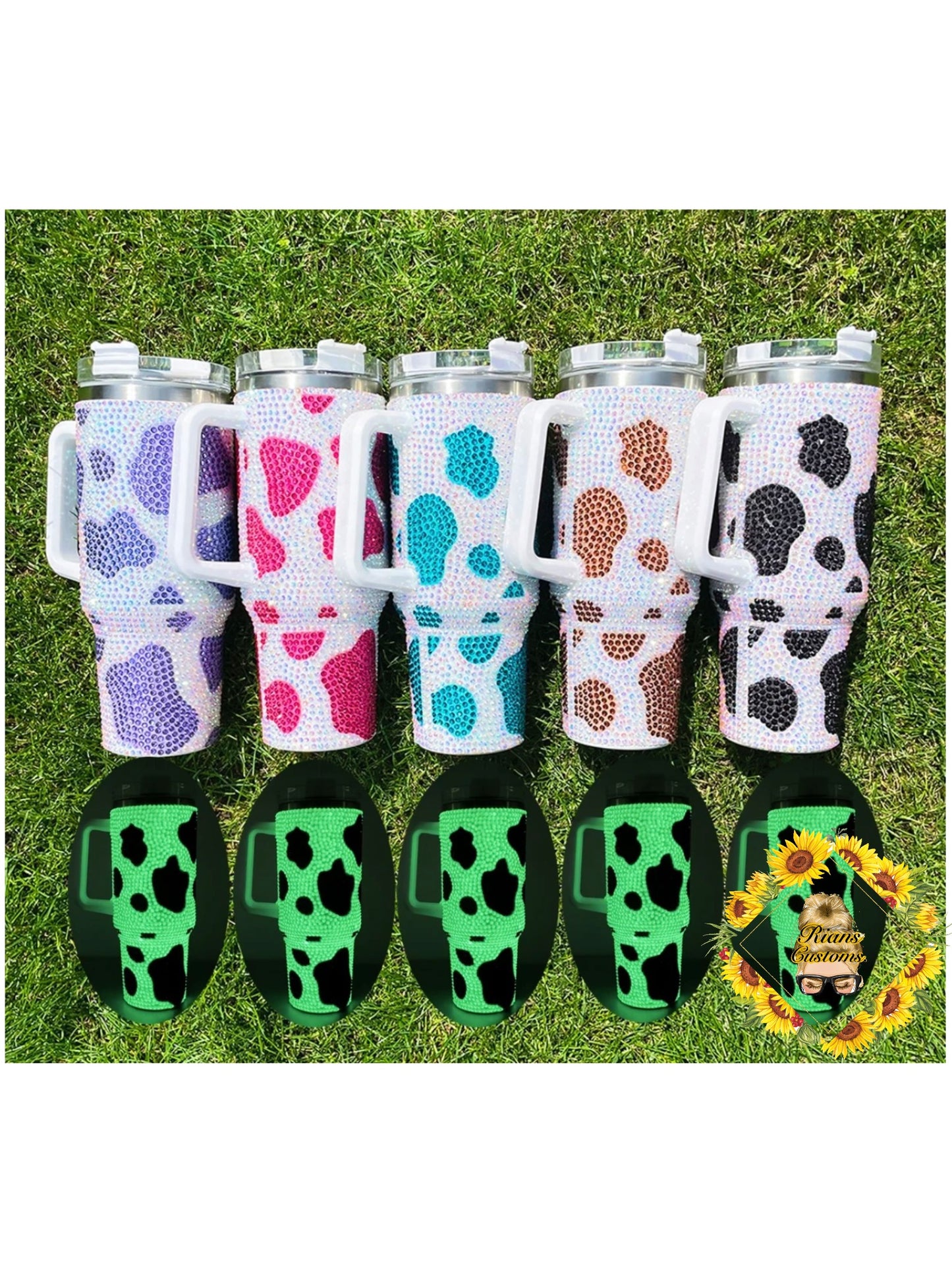 40oz Cow Print Rhinestone Tumbler