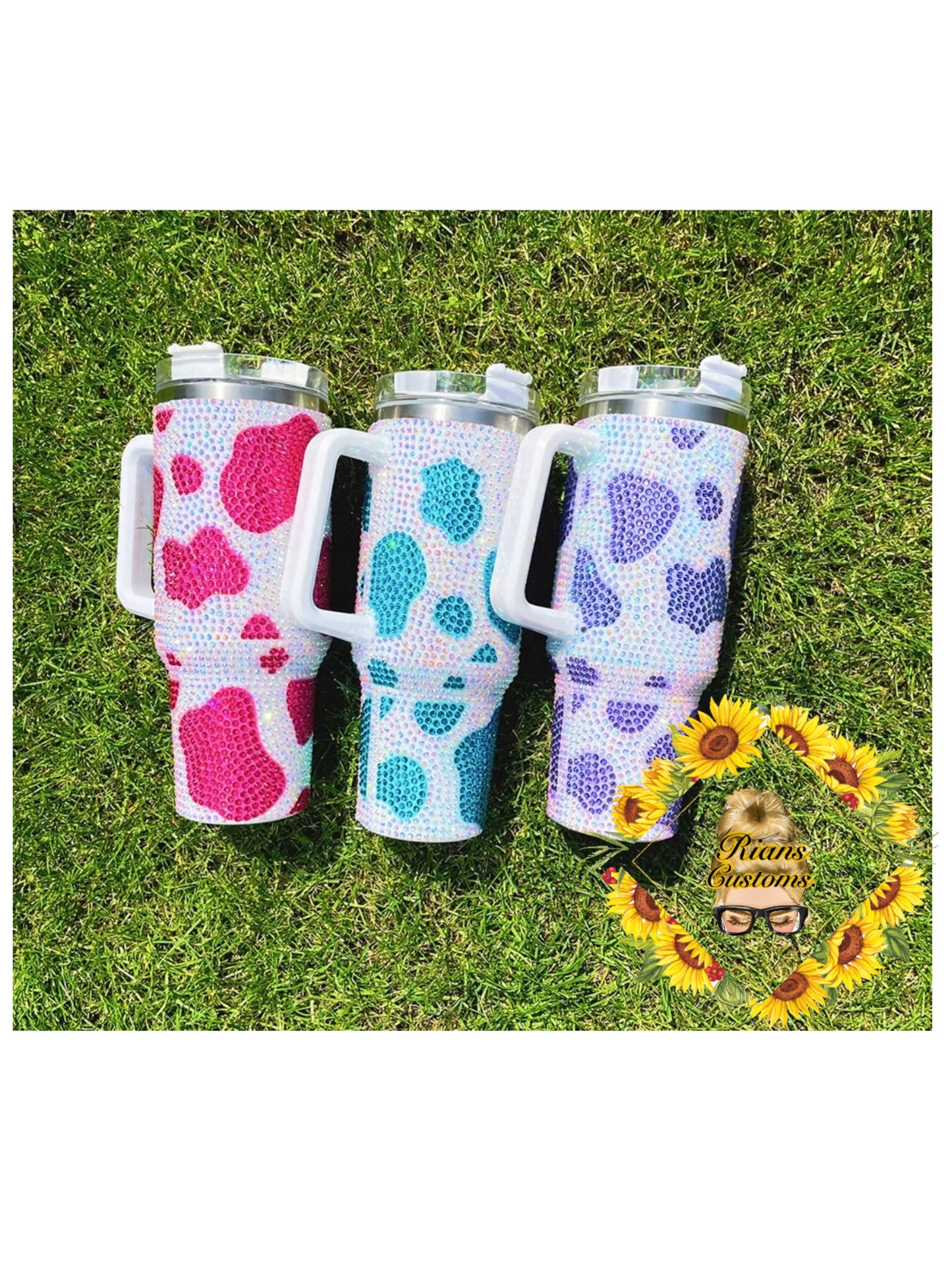 40oz Cow Print Rhinestone Tumbler