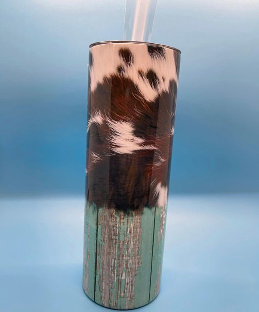 Cowhide Turquoise Tumbler